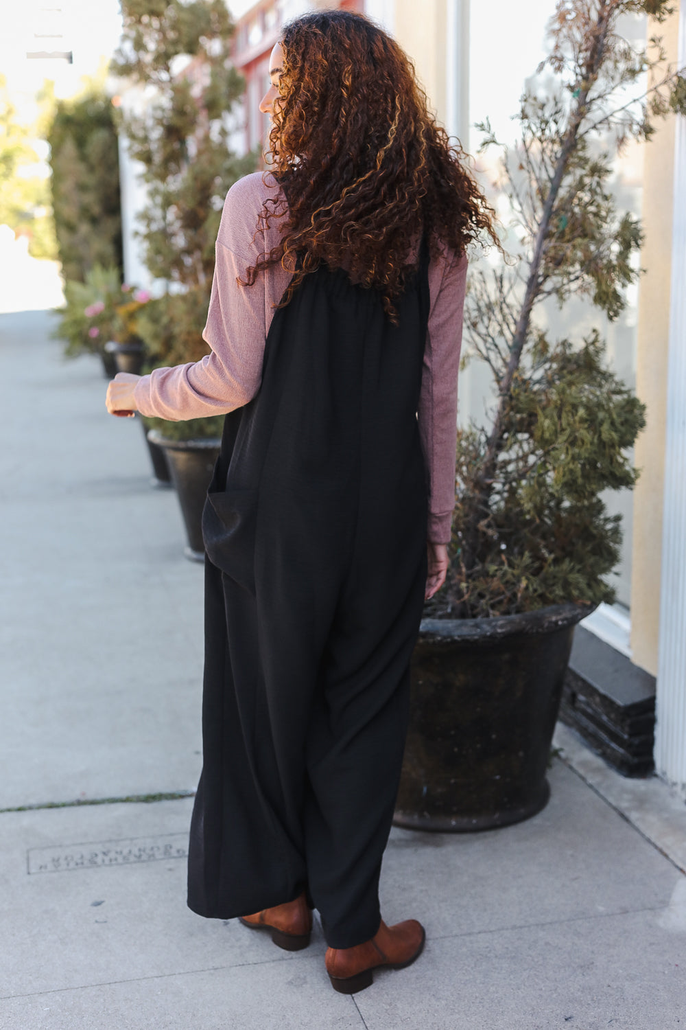 Feeing Joyful Black Wide Leg Adjustable Baggy Bib Jumpsuit