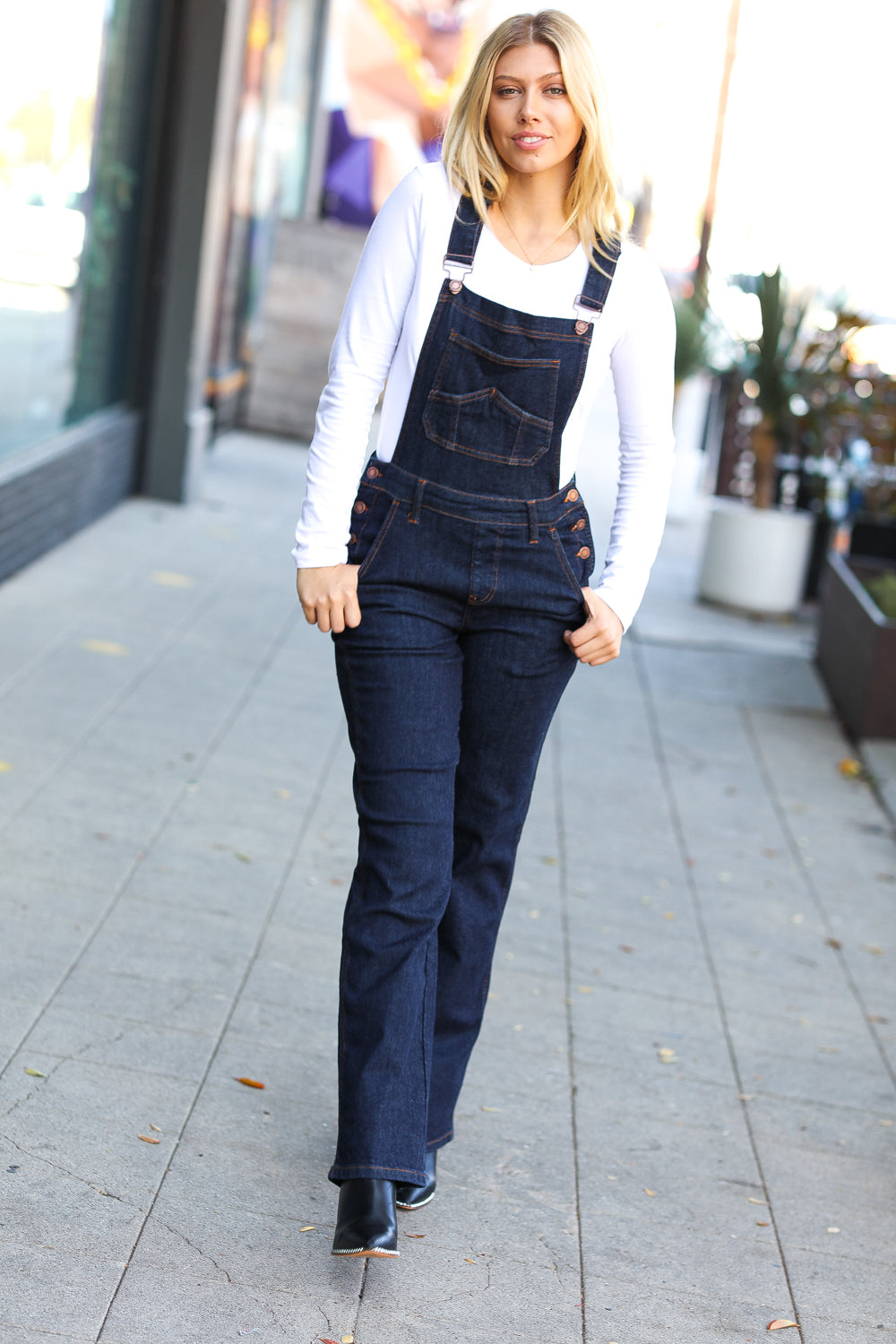 Judy Blue Dark Denim High Waist Wide Leg Overalls