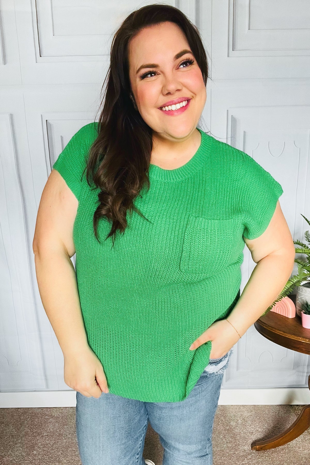 Seize The Day Kelly Green Dolman Rib Sweater Top